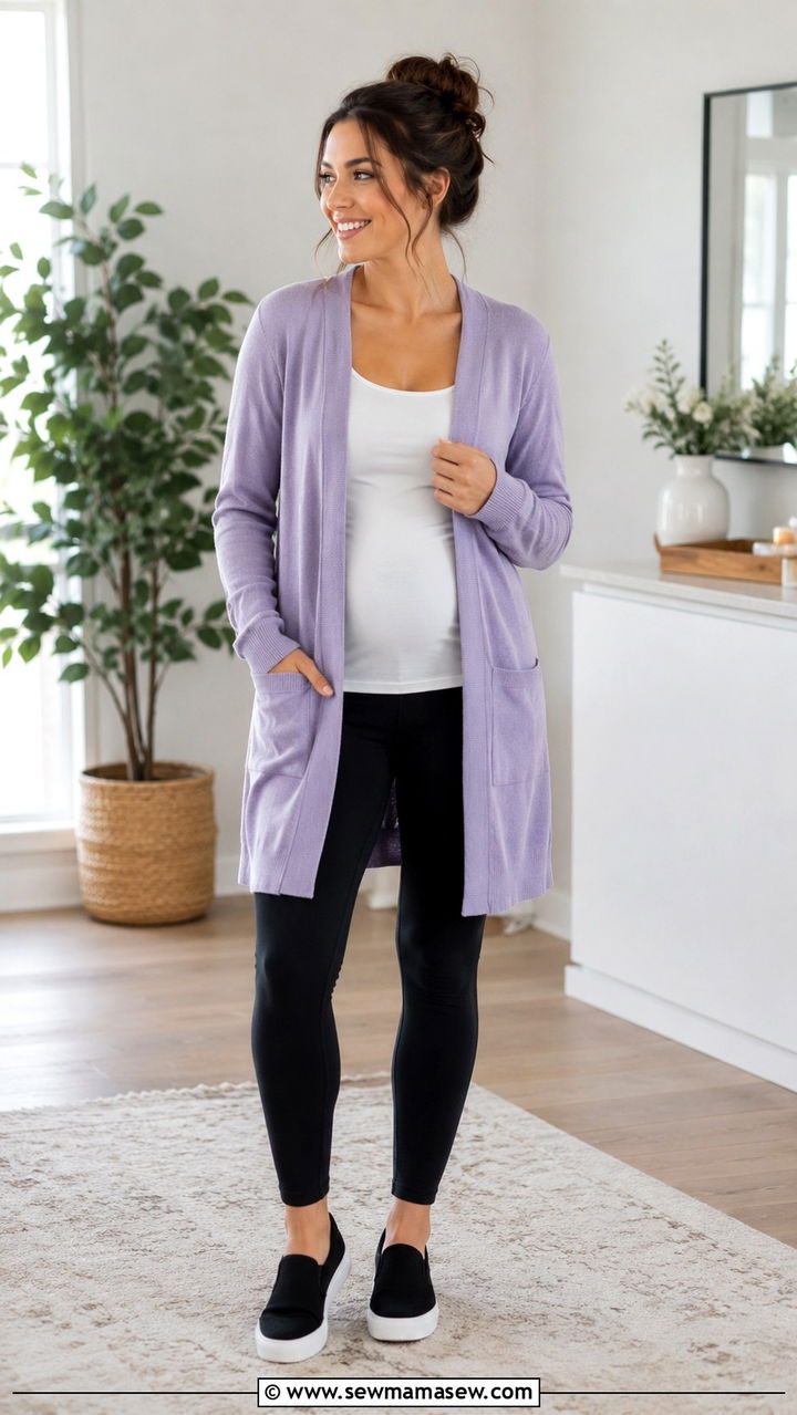 Long Cardigan Nursing Tank and Leggings - 30 Spring outfit ideas for new mom