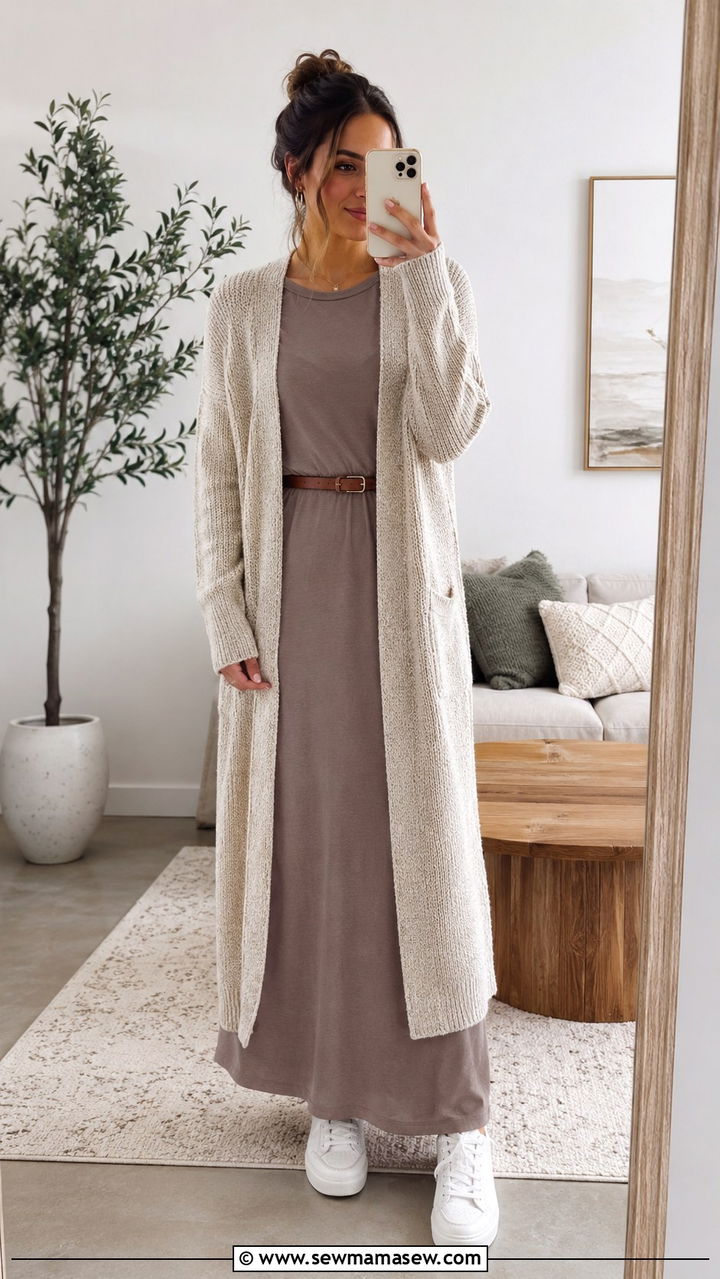 Long Cardigan Over Maxi Dress Outfit - 25 Modest outfit ideas layering hacks