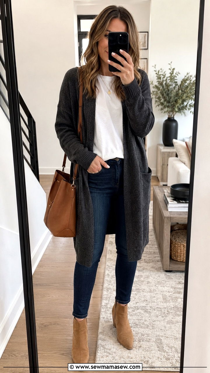 Long Cardigan With Skinny Jeans Outfit - 30 Loungewear outfit ideas errands