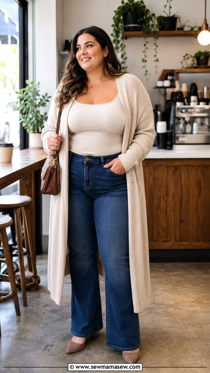 Long Cardigan and Tank Top Outfit - 20 Plus size from Walmart