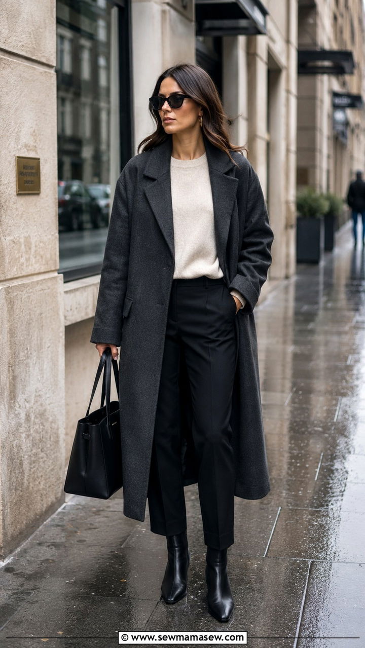 Long Coat Minimal Street Look - 30 Rainy vacation outfit ideas
