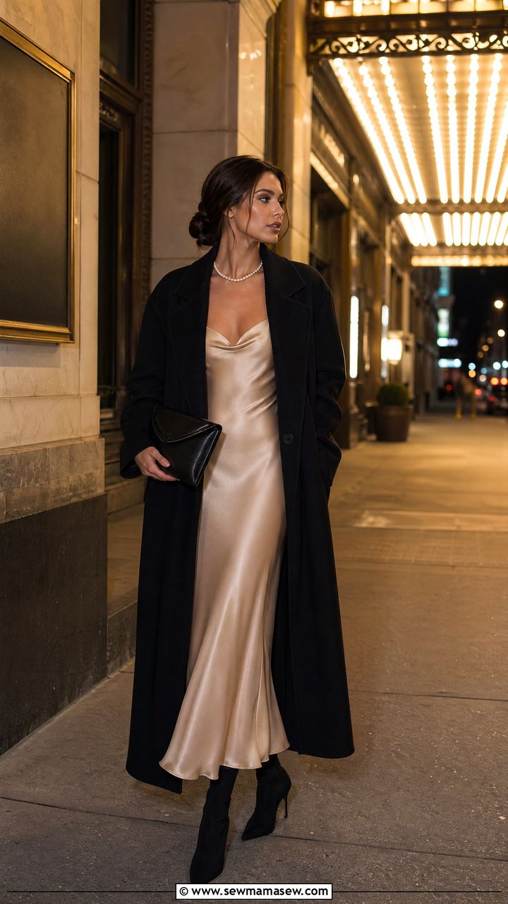 Long Coat and Slip Dress Outfit - 35 Downtown girl outfit ideas