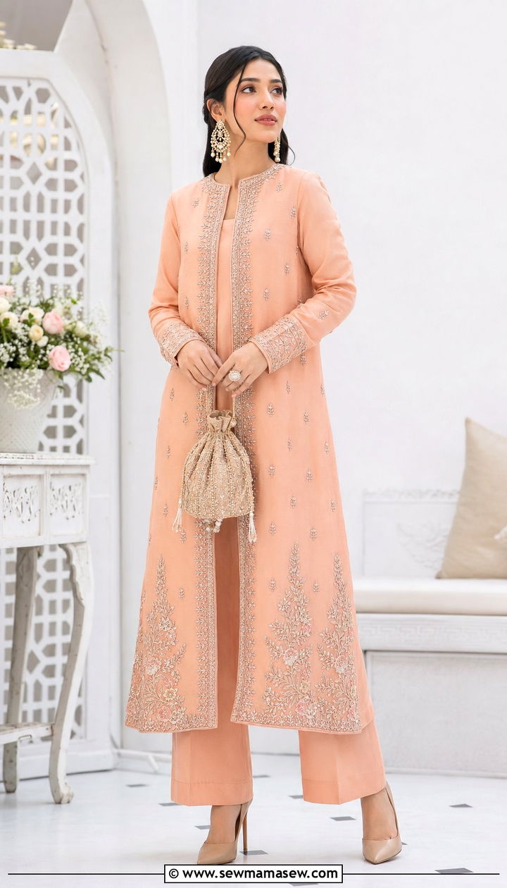 Long Jacket Kurta With Bootcut Pants - 25 Eid outfit ideas Indian
