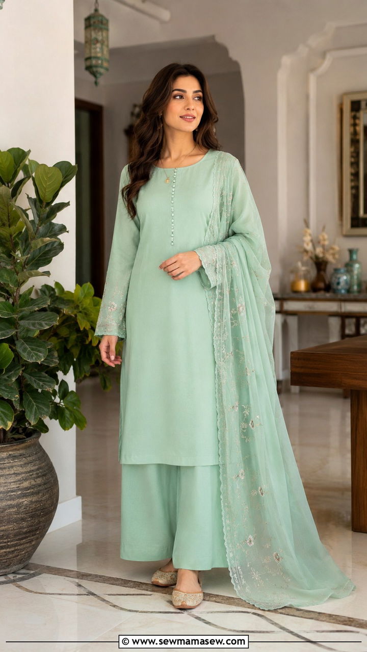 Long Kurta Set With Palazzo Pants - 30 Ramadan outfit ideas modest