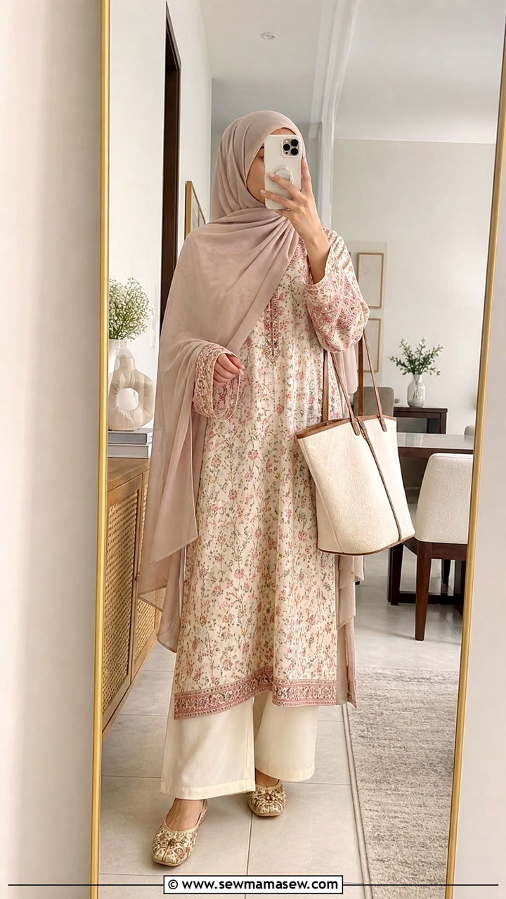 Long Kurta with Straight Palazzo Pants - 20 Modest outfit ideas for iftar