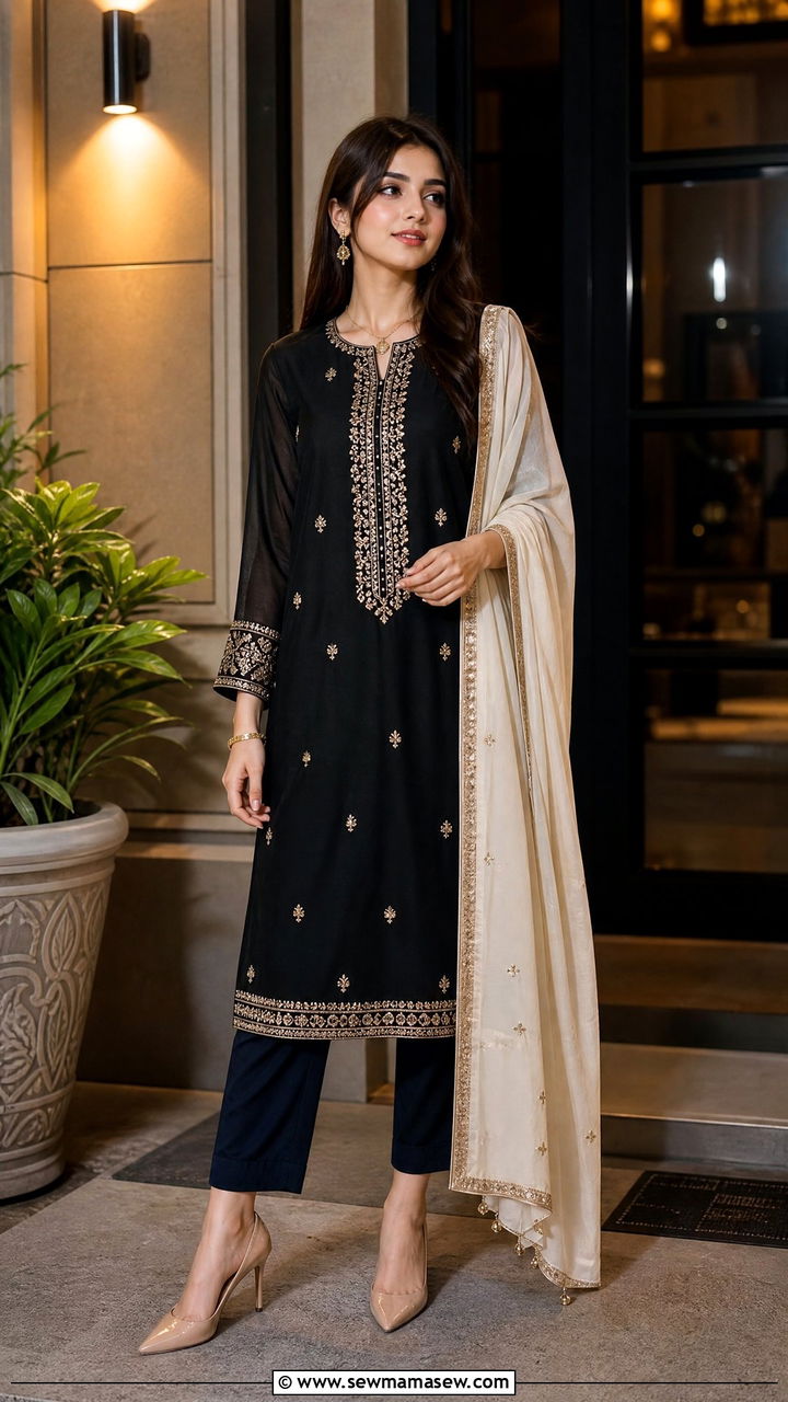 Long Kurti With Cigarette Pants - 30 Eid outfits for girls