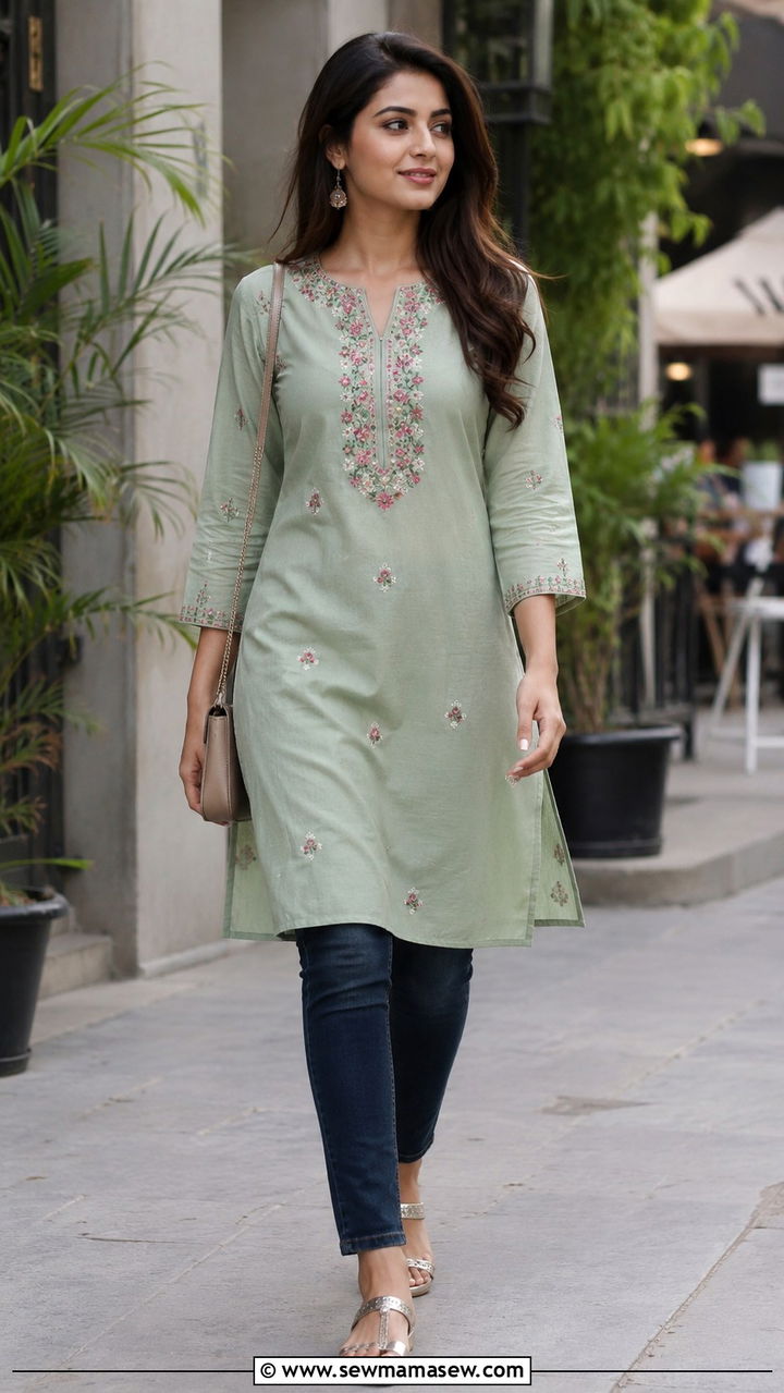 Long Kurti with Skinny Jeans - 30 Karachi outfit ideas