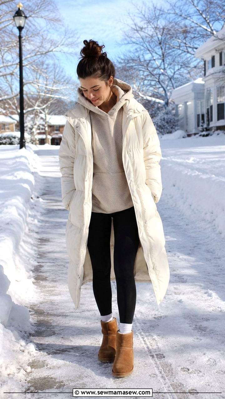 Long Puffer Coat with UGG Boots - 30 Long puffer coat outfit ideas