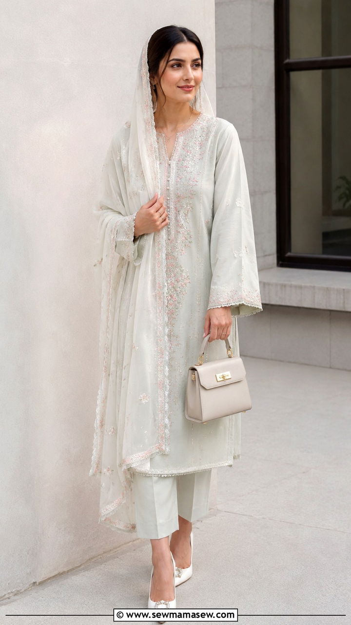Long Shirt With Straight Pants For Nikkah - 20 Modest outfit ideas for Nikkah