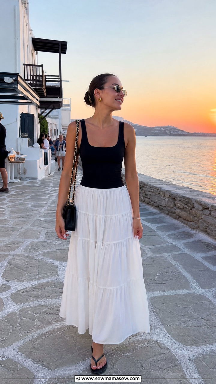 Long Skirt With Flip Flops - 30 summer outfits with flip flops