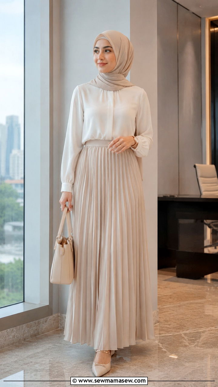 Long Sleeve Blouse With Maxi Skirt - 30 Ramadan outfit ideas modest