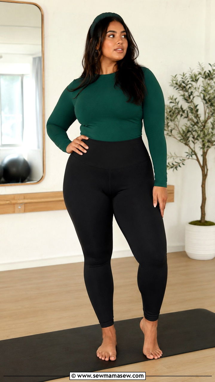 Long Sleeve Fitted Top and Leggings - 30 Pilates outfit ideas plus size