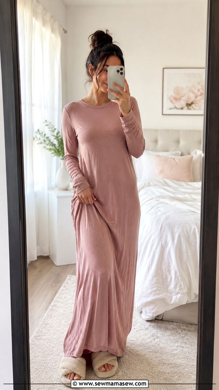 Long Sleeve Maxi Dress Lounge Outfit - 25 Modest loungewear outfit ideas