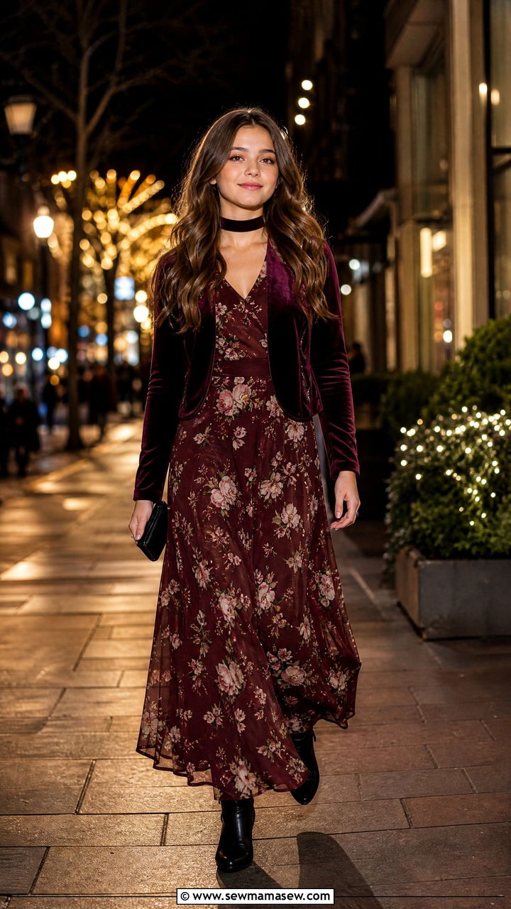 Long Sleeve Maxi Dress With Heeled Boots - 25 Wedding guest outfits for teens