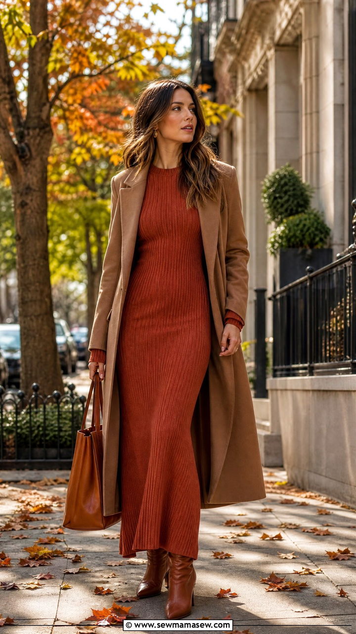 Long Sleeve Maxi Dress with Heeled Boots Outfit - 30 Maxi dress with heels outfit ideas