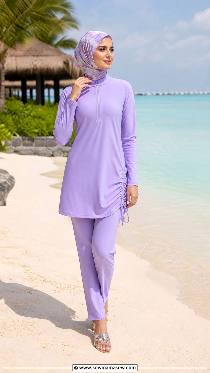 Long Sleeve Swim Tunic With Full Length Pants - 25 Modest swimsuit outfit ideas 2026