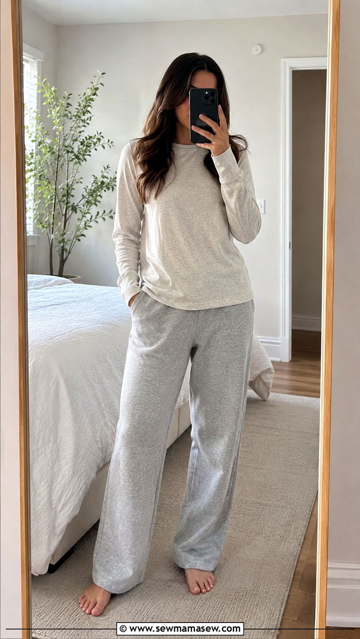 Long Sleeve Tee And Sweatpants - 25 Modest loungewear outfit ideas