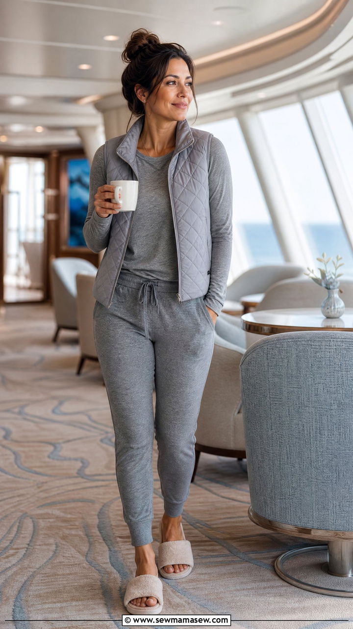Long Sleeve Tee with Joggers for Sea Day - 30 Cruise packing list outfits