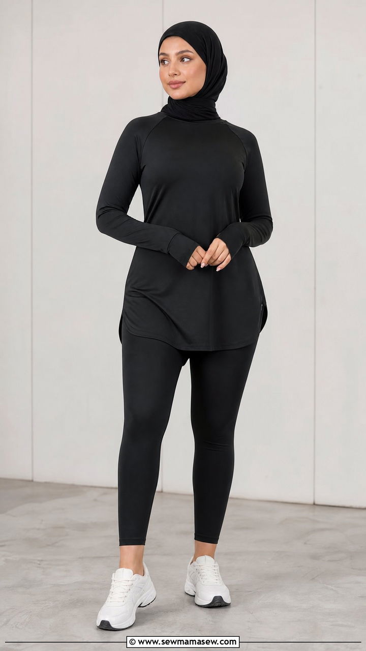 Long Sleeve Tunic With Squat Proof Leggings - 30 Modest workout outfit ideas 2026