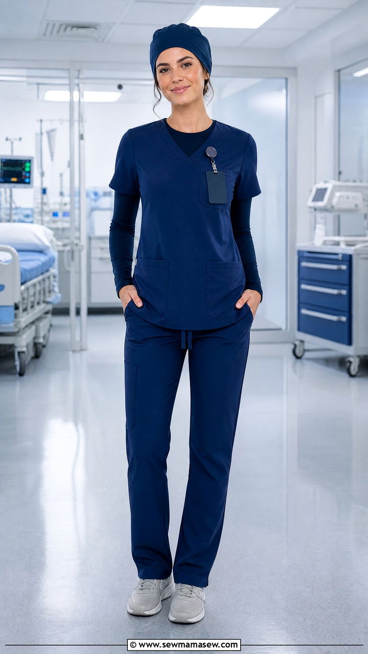 Long Sleeve Underscrub Layered Under A Scrub Top - 25 Icu nurse outfit ideas