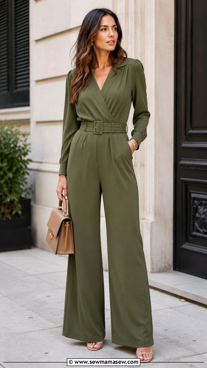 Long Sleeve Wide Leg Jumpsuit - 30 Modest outfit ideas minimalist