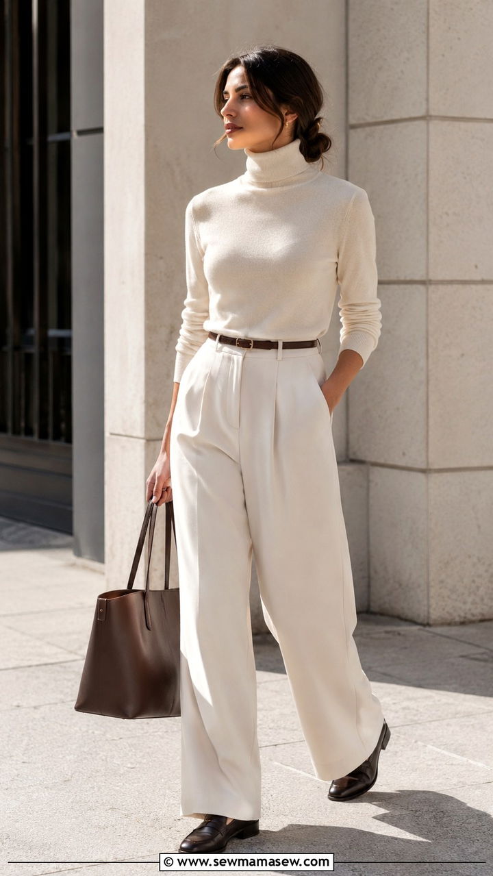 Long Sleeve Wrap Dress With Ballet Flats - 25 modest classy outfits to copy
