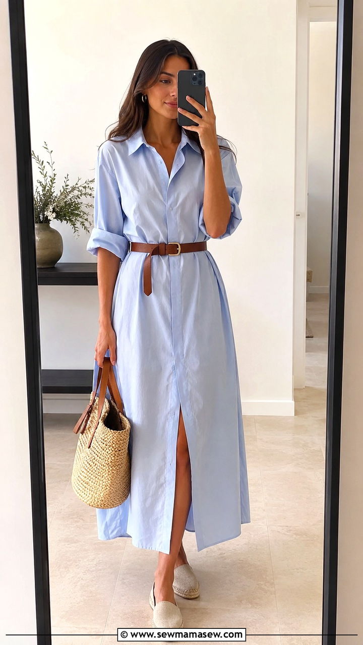 Long Torso Belted Shirt Dress Outfit - 25 outfit ideas for long torso women