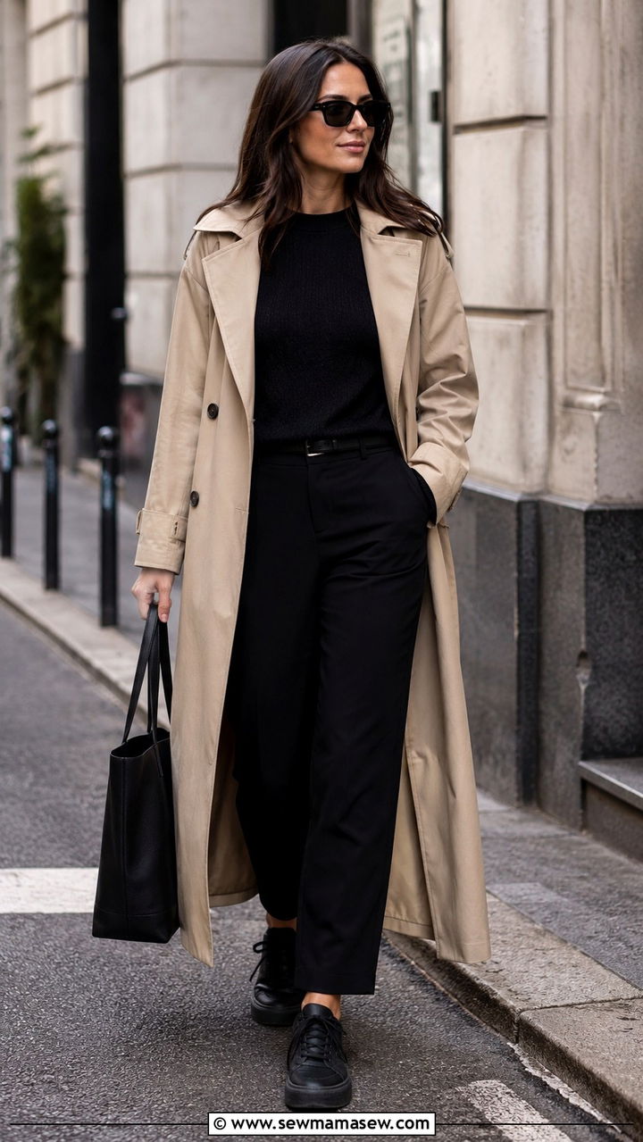 Long Trench Coat All Black Outfit - 30 Long trench coat outfit ideas for spring