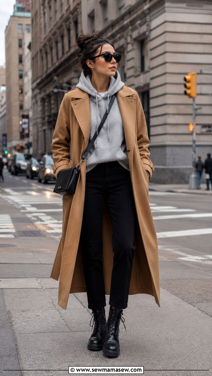 Long Trench Coat With A Hoodie - 30 Long trench coat outfit ideas for spring