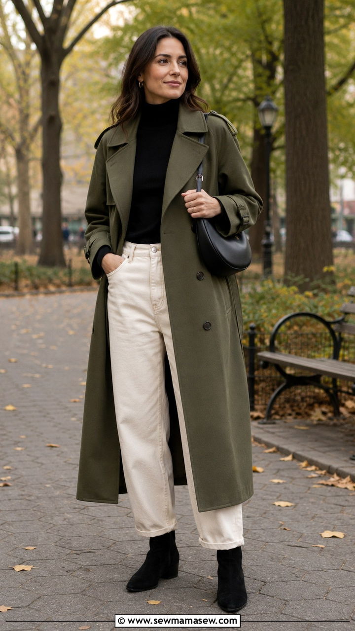 Long Trench Coat With A Turtleneck - 30 Long trench coat outfit ideas for spring