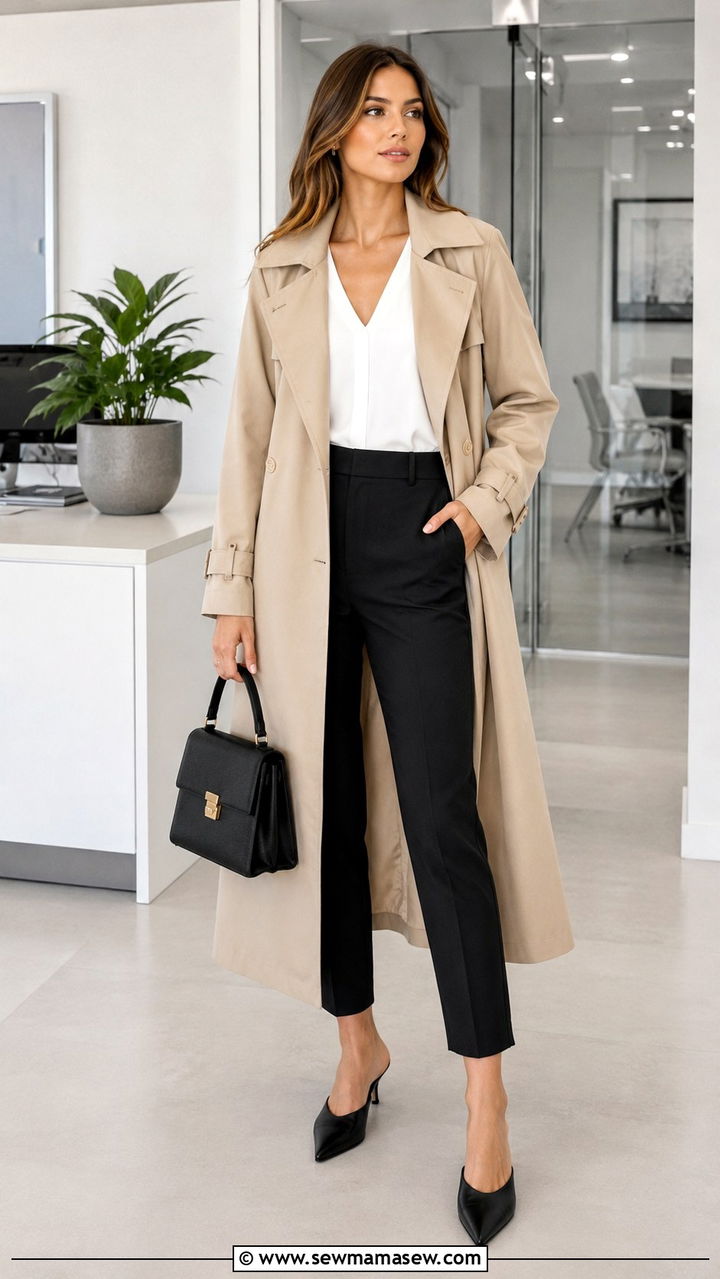 Long Trench Coat With Cropped Trousers - 30 Long trench coat outfit ideas for spring