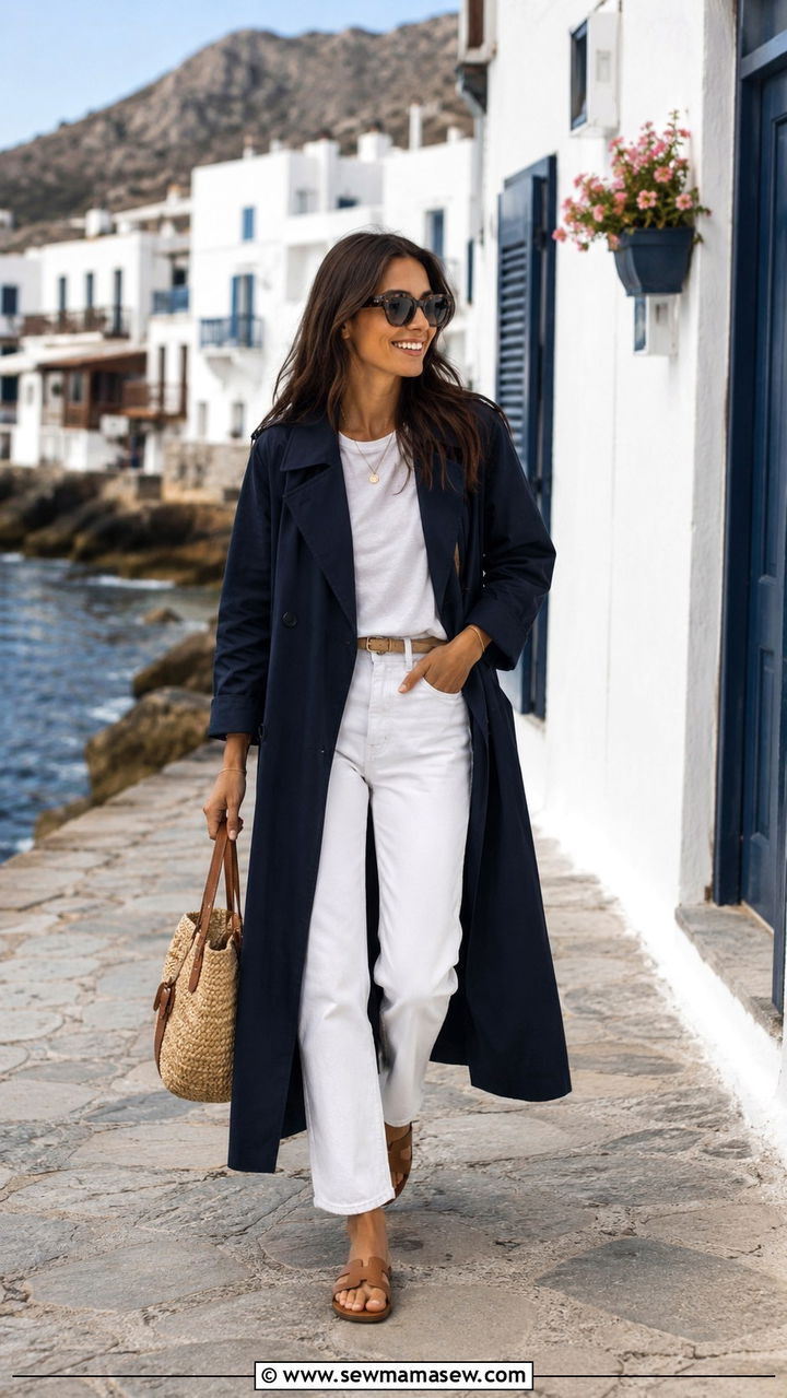 Long Trench Coat With White Jeans - 30 Long trench coat outfit ideas for spring