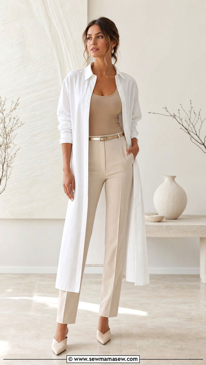 Long Tunic Over Trousers Spring Outfit - 25 Spring outfit formulas