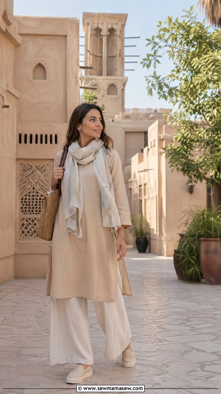 Long Tunic with Wide Leg Pants Dubai - 35 Dubai outfit ideas