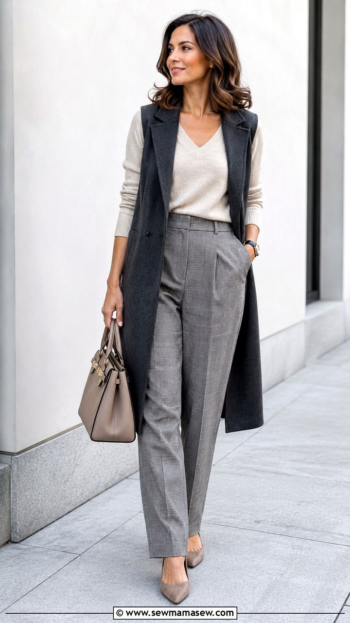 Long Vest And Sweater Work Outfit Pear Shape - 25 Outfit ideas for pear shape for work