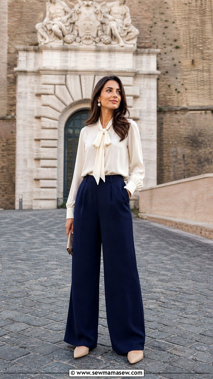 Long sleeve blouse and palazzo pants Vatican Rome - 40 What to wear in Rome