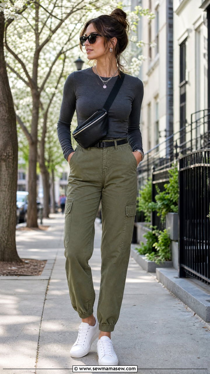 Long sleeve tee and utility pants spring packing outfit - 25 Spring packing list outfits