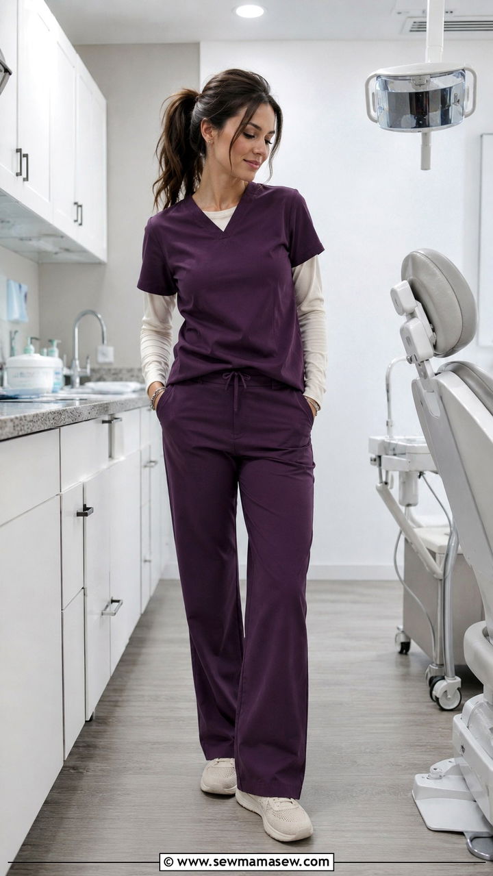 Long sleeve underscrub layered under scrub top - 25 Vet tech outfit ideas