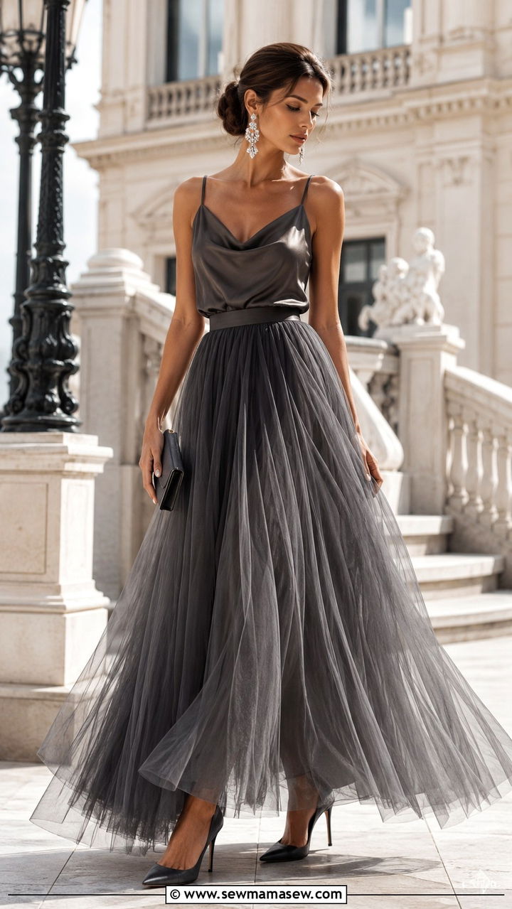 Long tulle skirt with stiletto heels - 25 Tulle skirt outfit ideas with heels