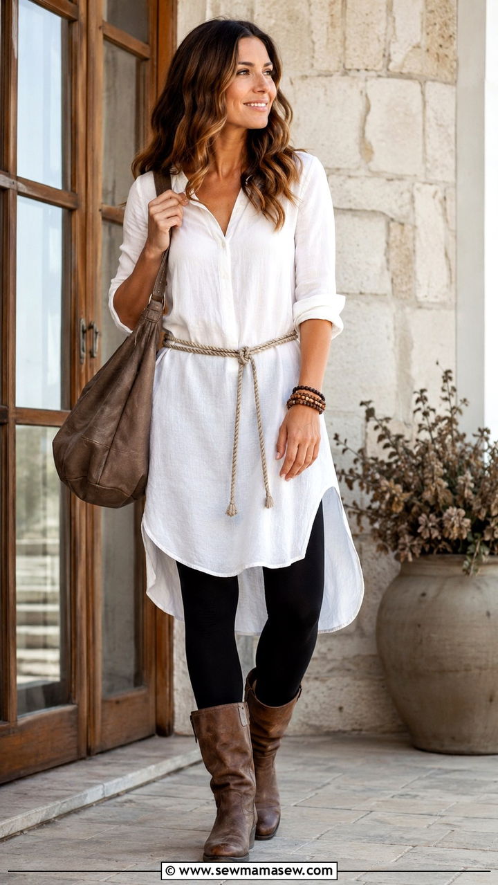 Long tunic over leggings with a rope belt - 30 How to style a belt