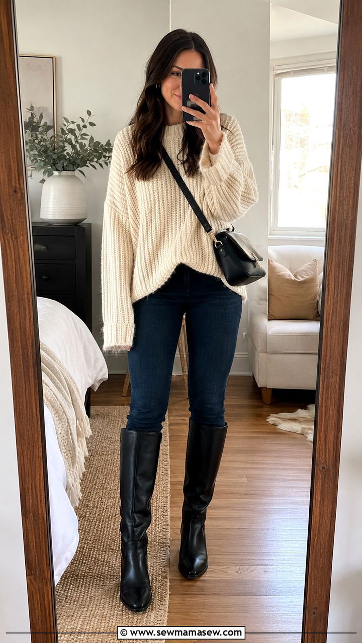 Long tunic with leggings and ankle boots - 25 Outfit ideas for wide calves