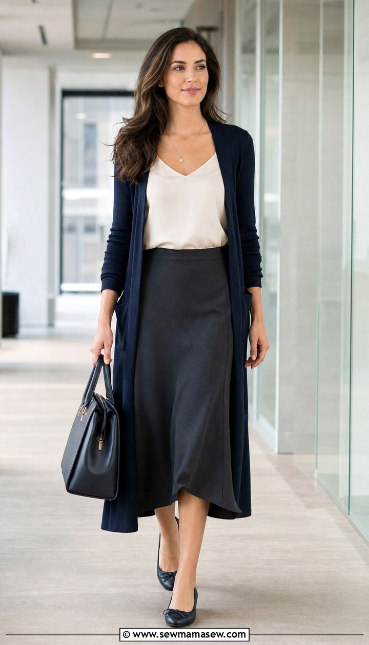 Longline Cardigan And Midi Skirt For Deposition - 25 Deposition outfit ideas