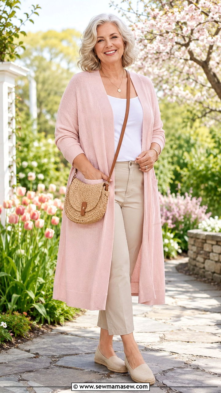 Longline Cardigan and Ankle Pants Outfit - 25 Plus size outfit ideas for women over 70