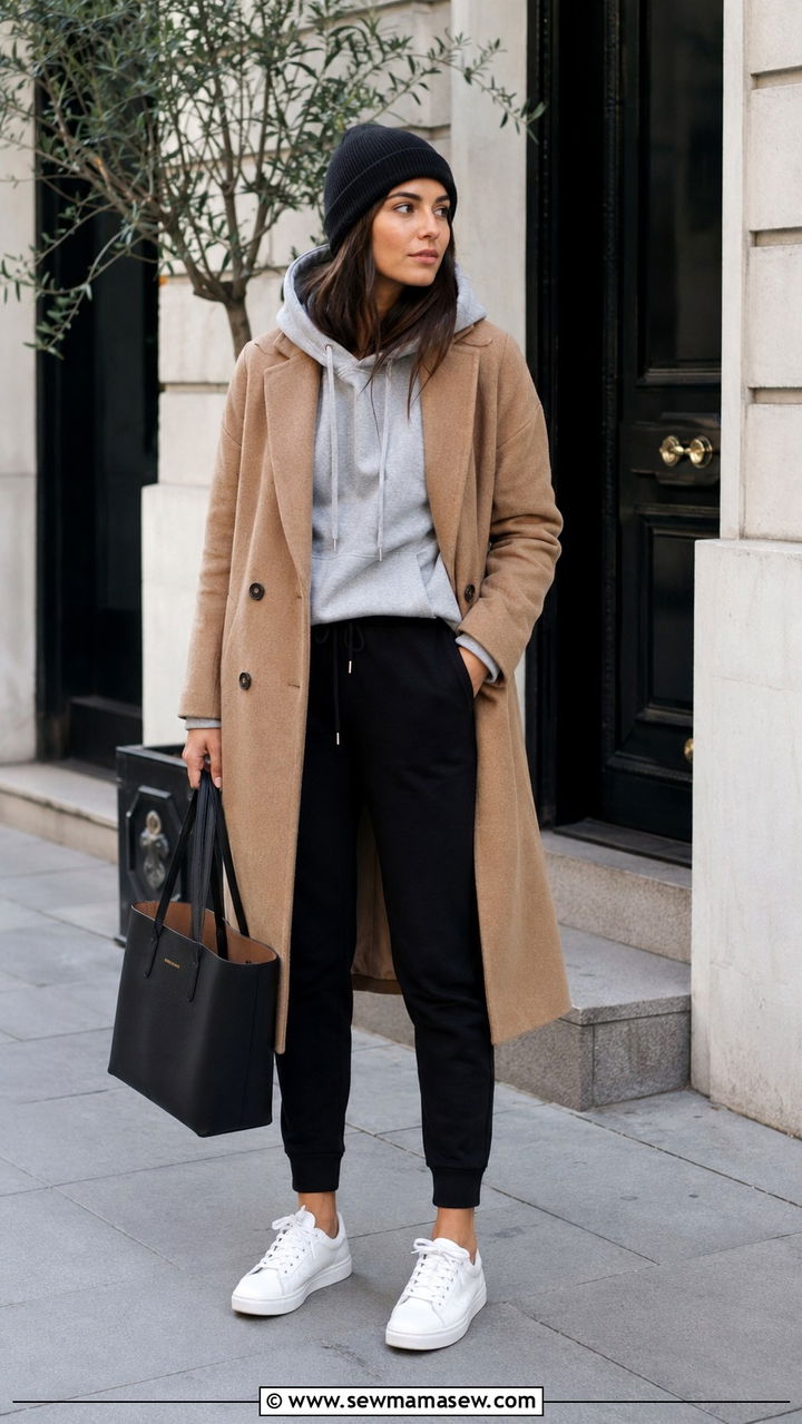 Longline Coat and Joggers Outfit - 30 casual streetwear outfits