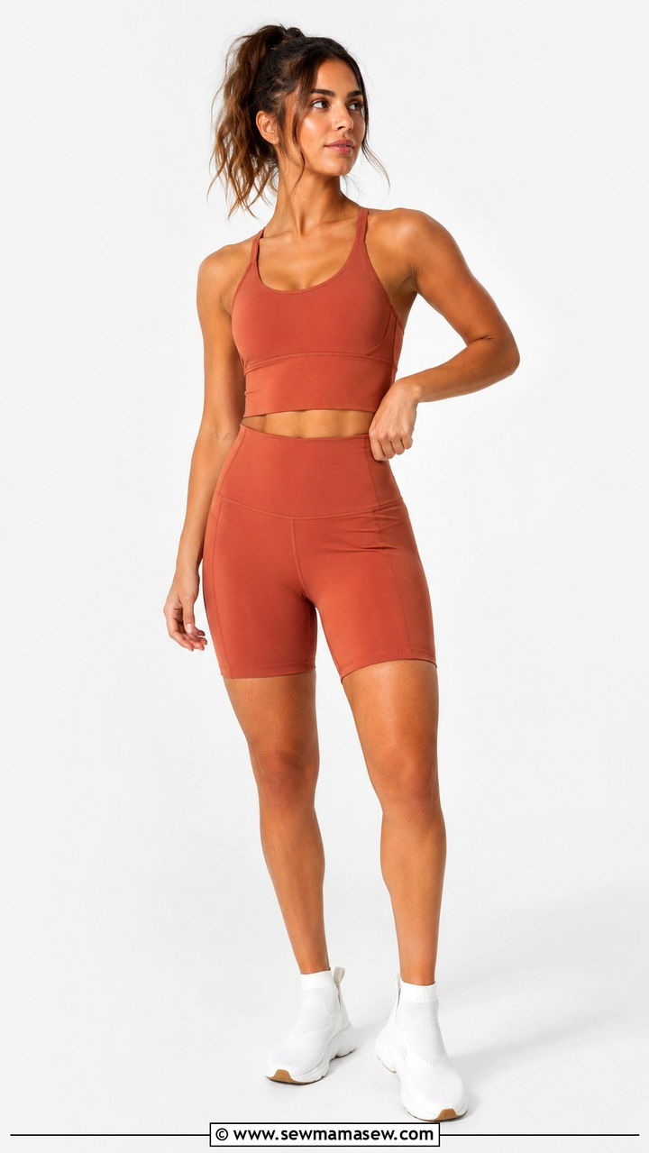 Longline Sports Bra and Biker Shorts Outfit - 25 Orangetheory outfit ideas