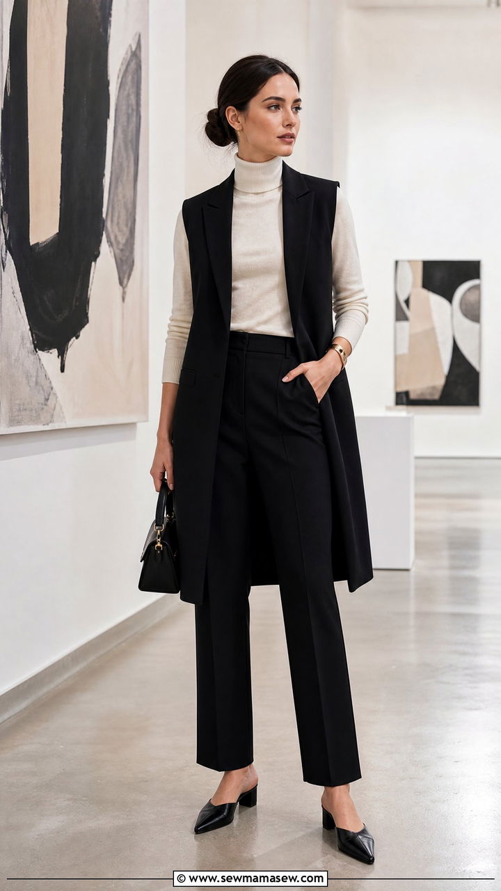 Longline Vest With Matching Trousers For Modern Event Planners - 30 Event planner outfit ideas