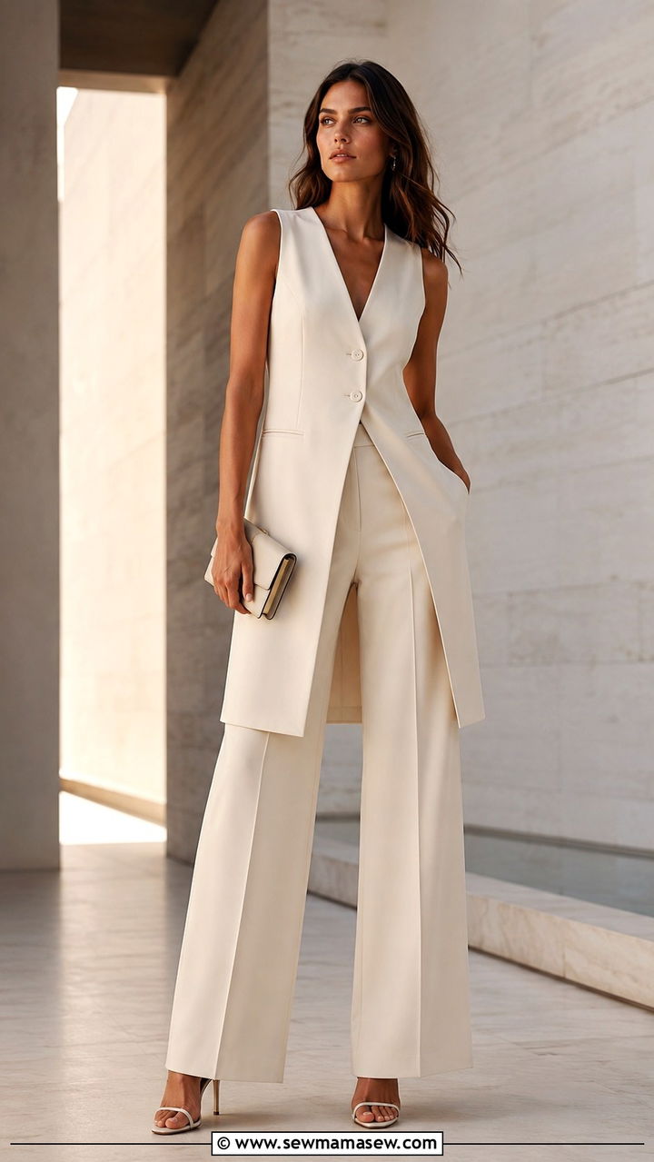 Longline Vest With Wide Leg Pants - 30 classy outfits for tall women