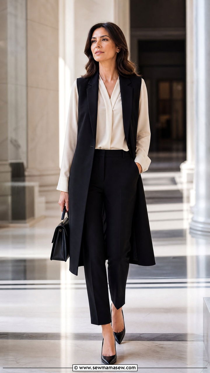 Longline Vest with Ankle Pants - 25 Federal court outfit ideas for women