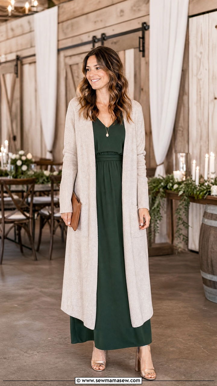 Longline cardigan over maxi dress for wedding - 25 How to style a cardigan for a wedding