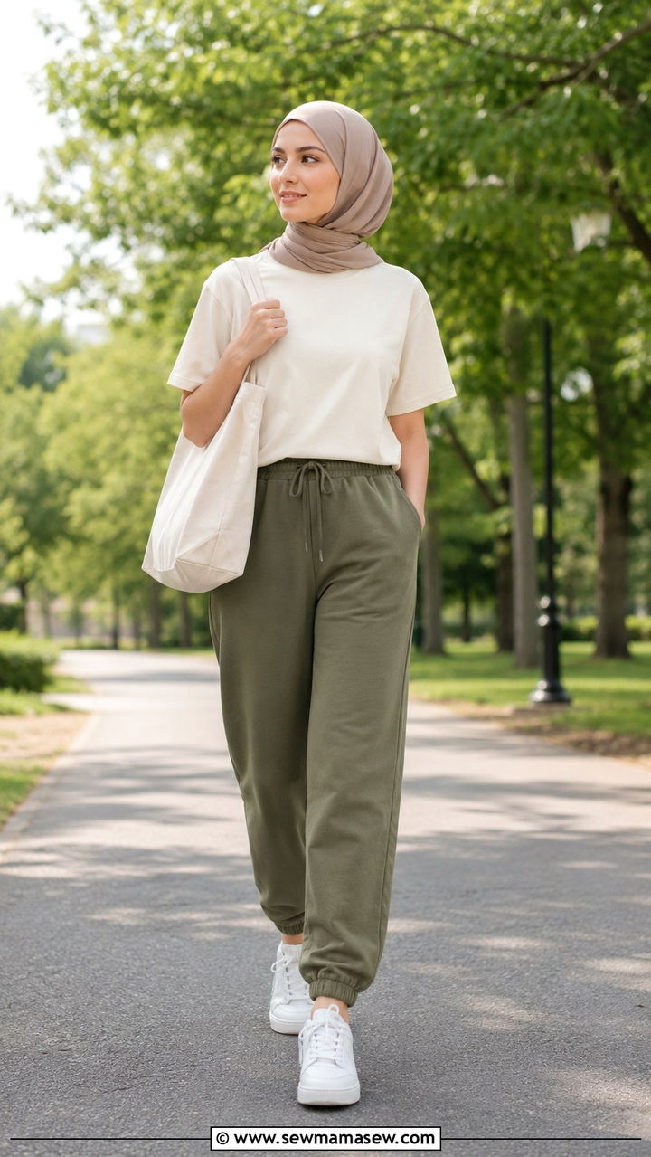 Loose Joggers and T Shirt Gym Look - 30 Modest outfit ideas for gym
